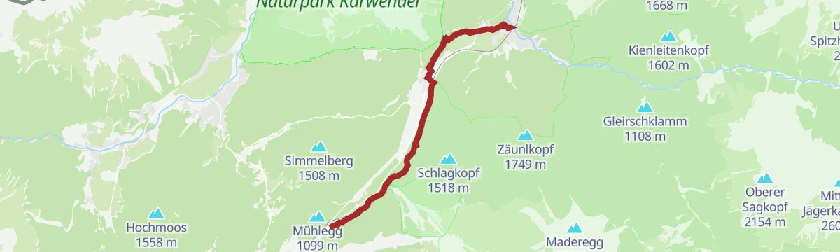 Route map: W6: Winterwanderung von Seefeld nach Scharnitz